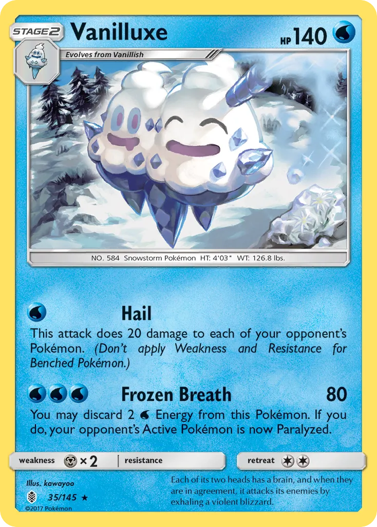 2017 Guardians Rising Vanilluxe #035/145 Rare card image