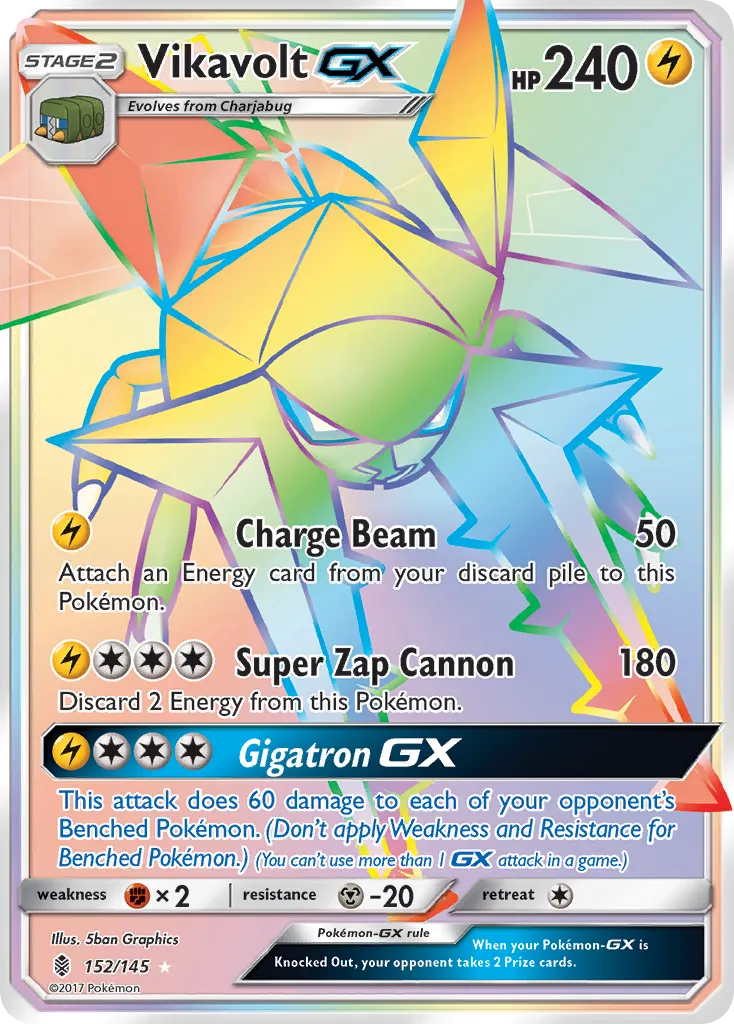 2017 Guardians Rising Vikavolt-GX #045/145 Rare Holo GX card image