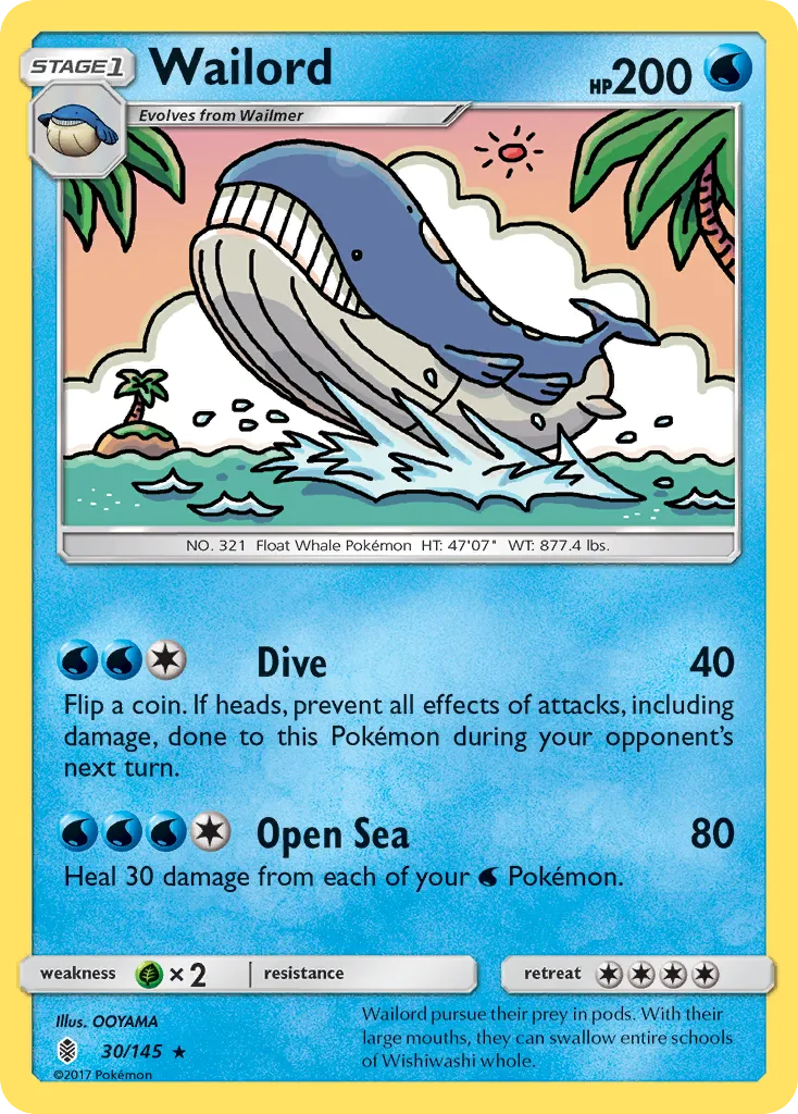 2017 Guardians Rising Wailord #030/145 Rare card image