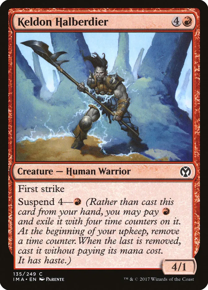 2017 Iconic Masters Keldon Halberdier common #135 unlisted card image