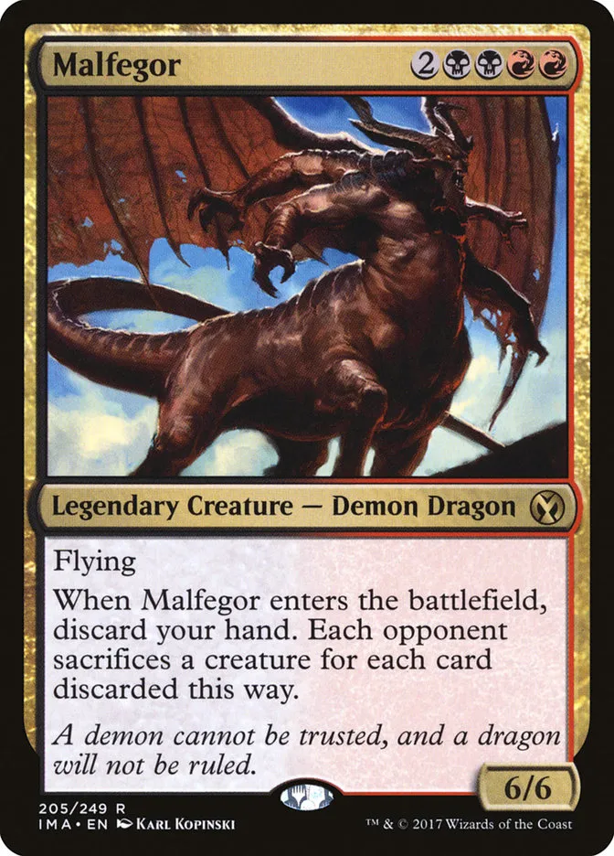 2017 Iconic Masters Malfegor rare #205 unlisted card image