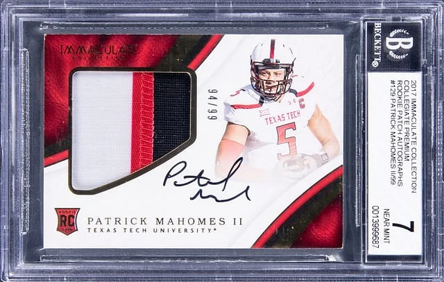 2017 Immaculate Patrick Mahomes II Collection Collegiate Premium #129 card image