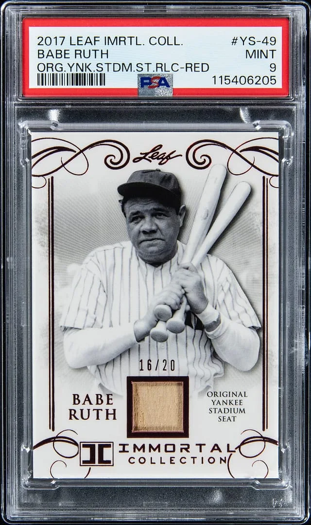 2017 Leaf Babe Ruth Immortal Collection Original Yankee Stadium Seat Relics Red #YS-49 card image