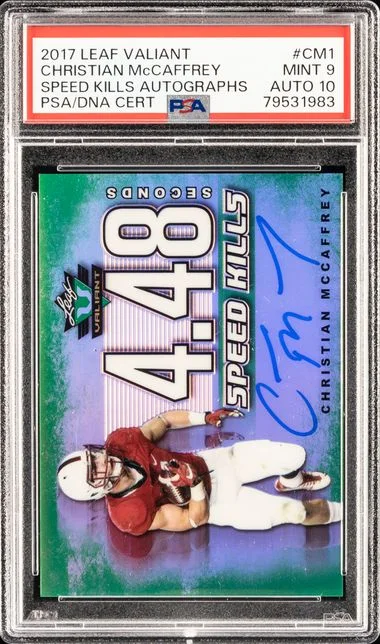 2017 Leaf Christian Mccaffrey Valiant Speed Kills Autographs #Cm1 card image
