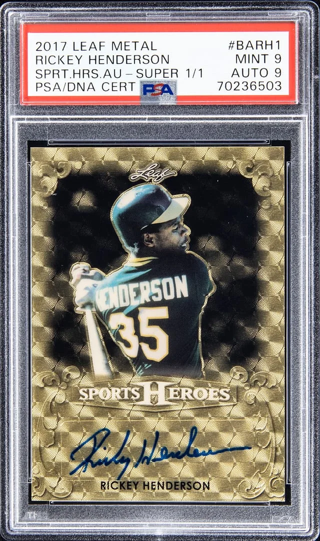 2017 Leaf Metal Rickey Henderson Sports Heroes Autographs Super #BA-RH1 card image