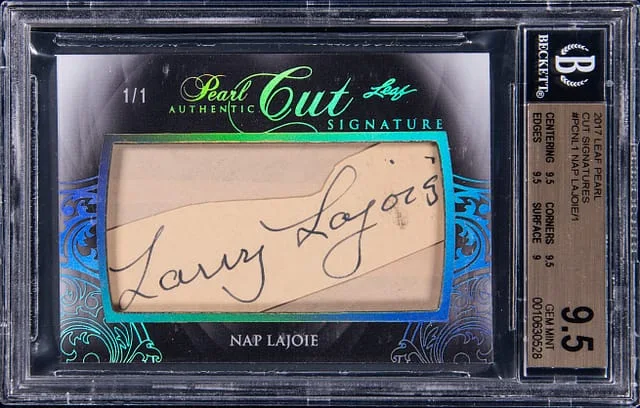 2017 Leaf Nap Lajoie Pearl Cut Signatures #PC-NL1 card image