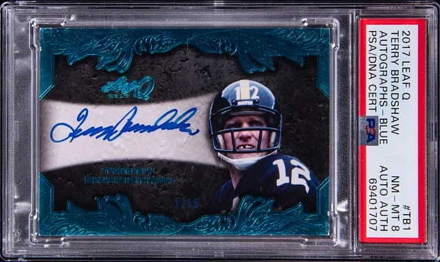 2017 Leaf Terry Bradshaw Q Autographs Blue #TB1 card image