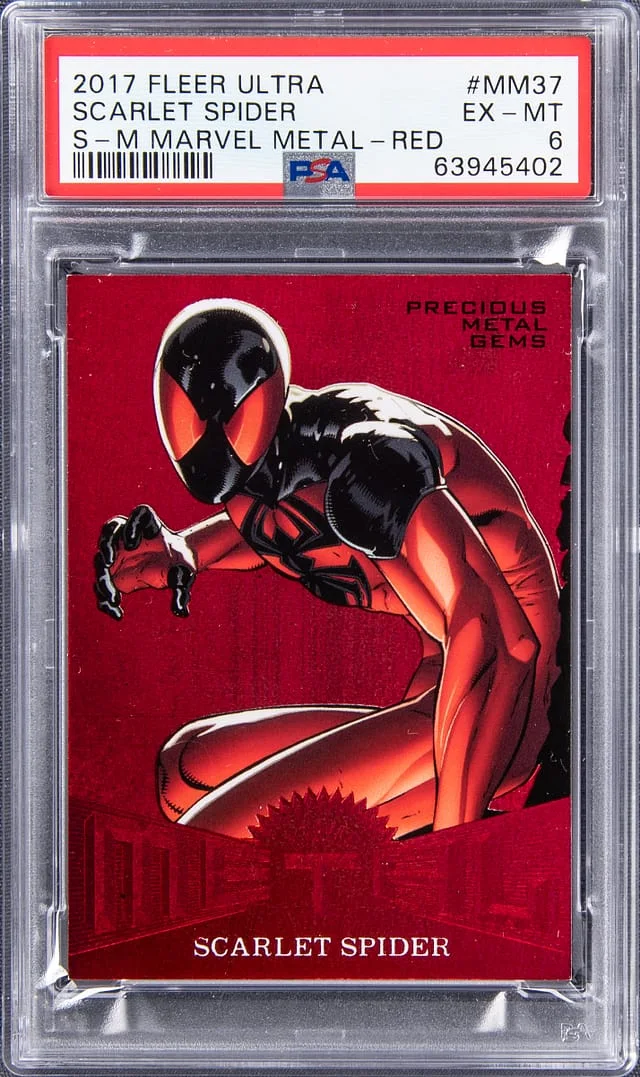 2017 Marvel Fleer Ultra PMG Red Scarlet Spider #MM37 card image