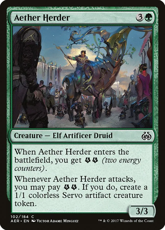 2017 Aether Revolt Aether Herder common #102 common card image
