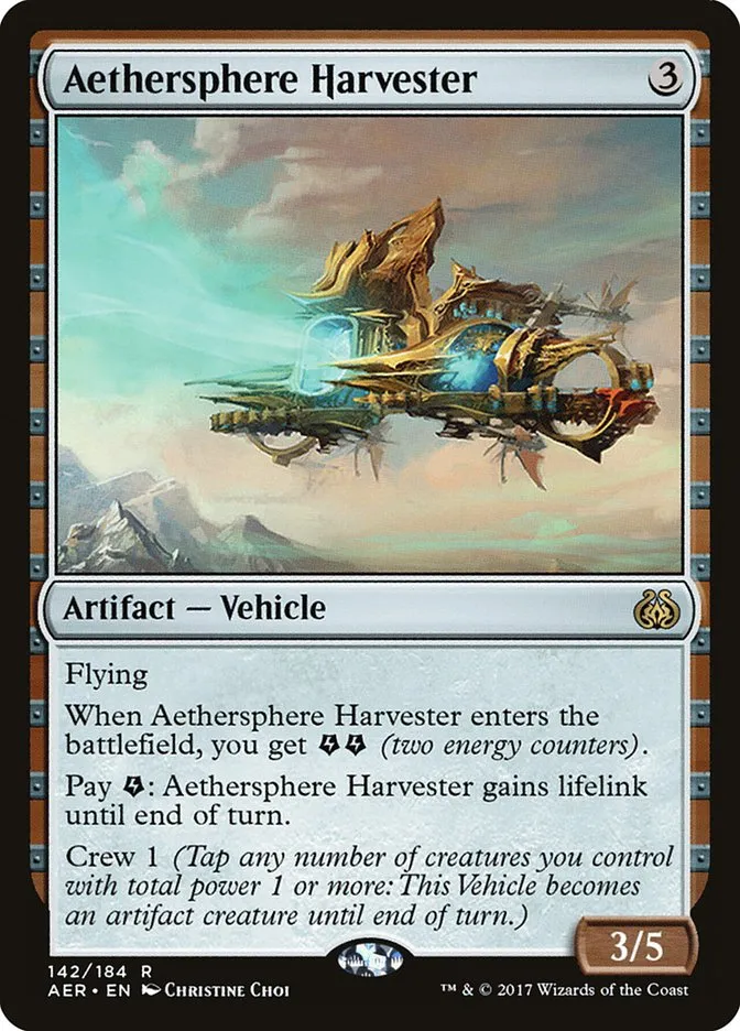 2017 Aether Revolt Aethersphere Harvester rare #142 rare card image