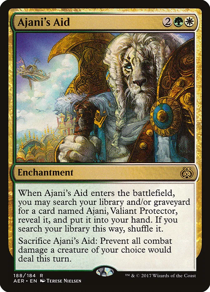 2017 Aether Revolt Ajani's Aid rare #188 rare card image