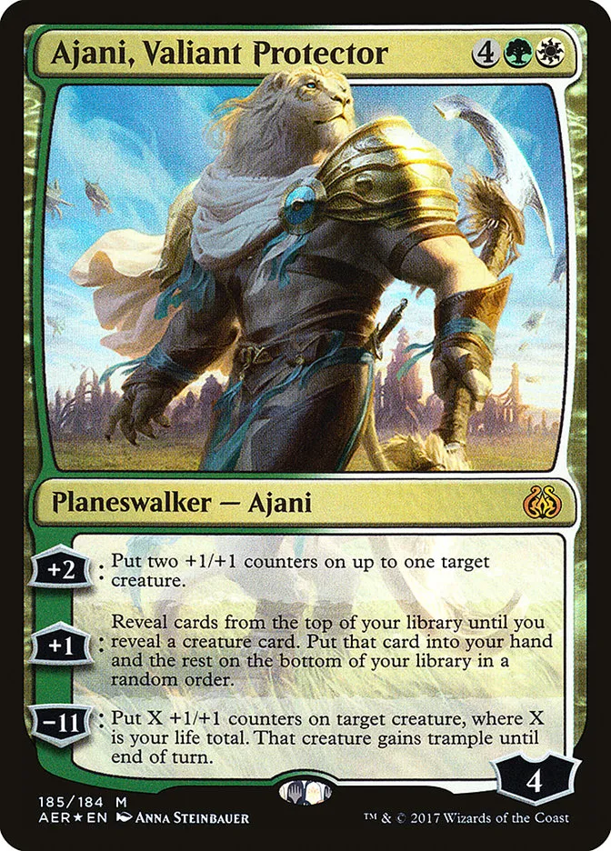 2017 Aether Revolt Ajani, Valiant Protector [Foil] mythic #185 mythic card image