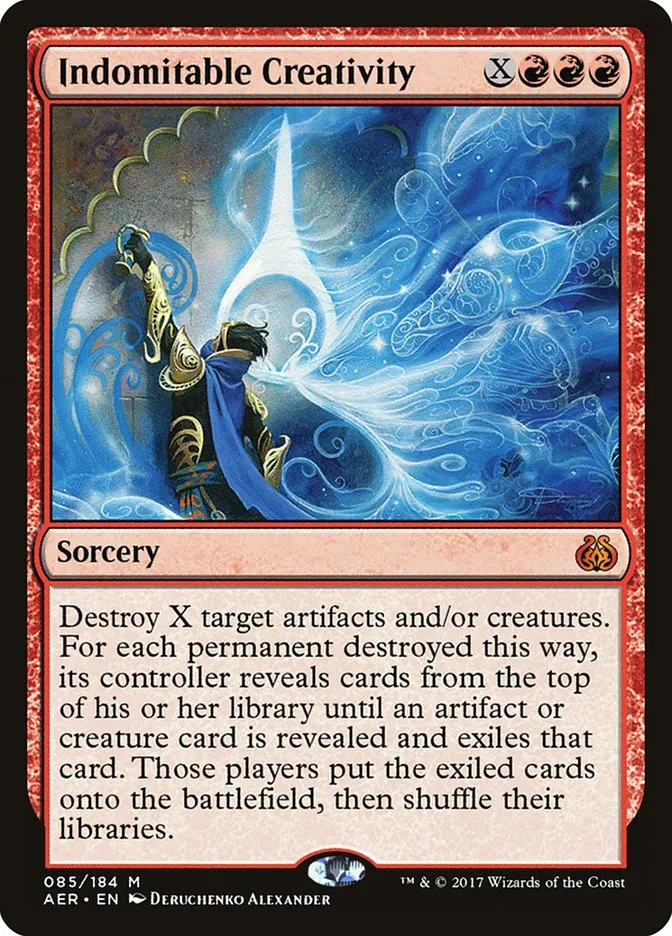 2017 Aether Revolt Indomitable Creativity mythic #85 mythic card image