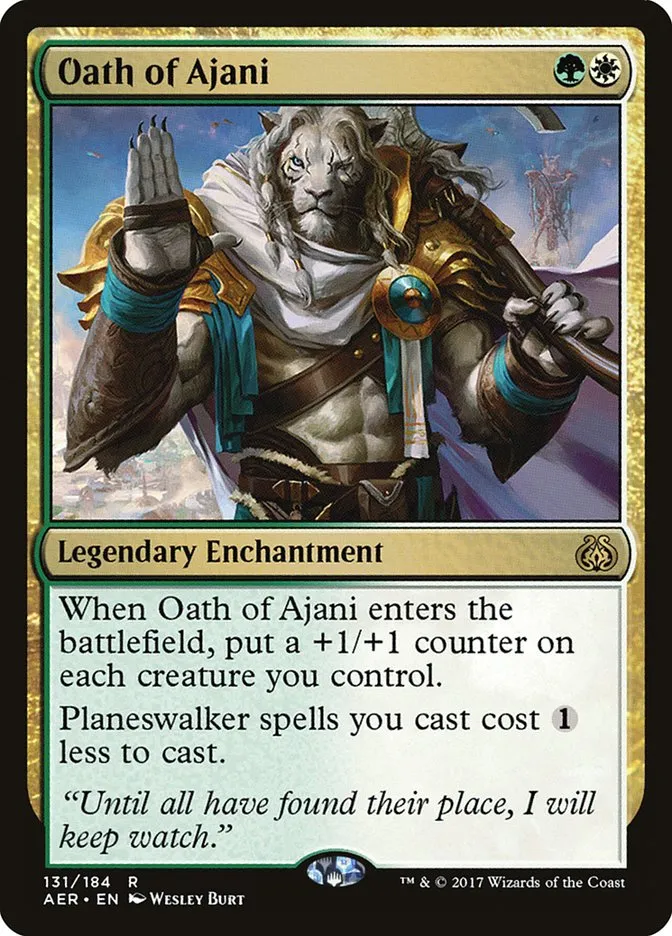 2017 Aether Revolt Oath of Ajani #131 rare card image