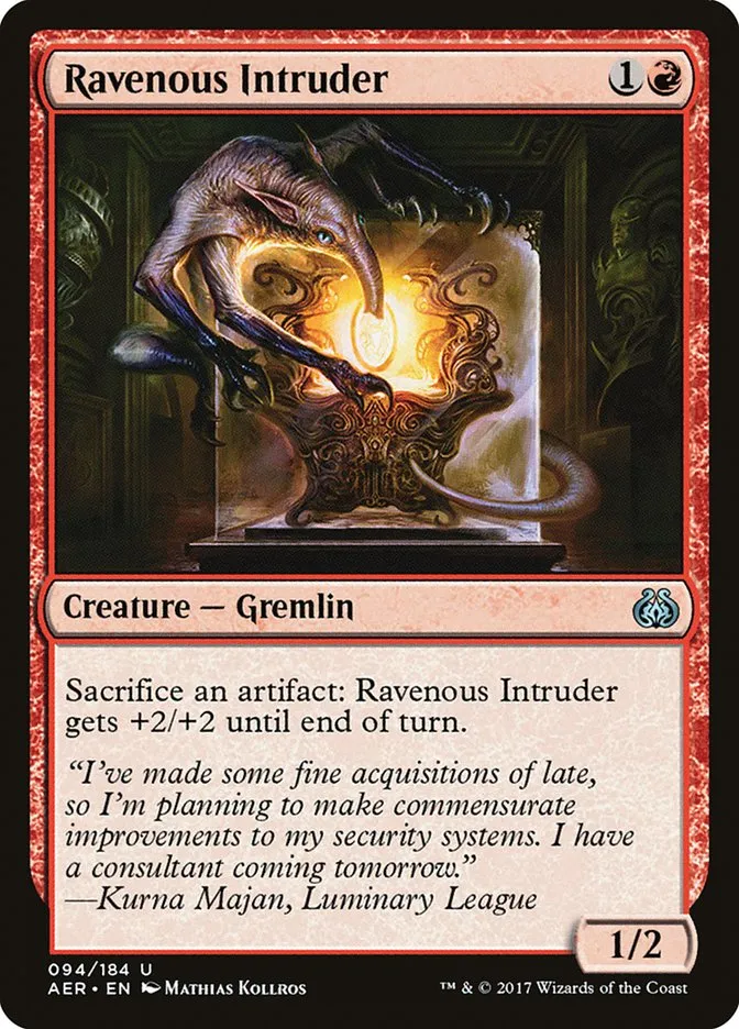 2017 Aether Revolt Ravenous Intruder #94 uncommon card image