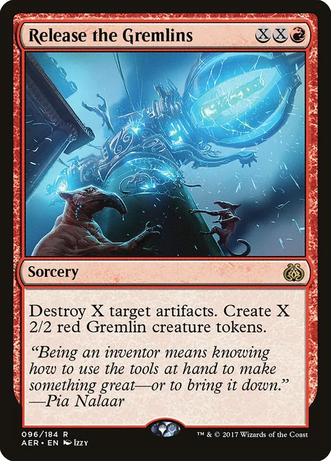 2017 Aether Revolt Release the Gremlins rare #96 rare card image