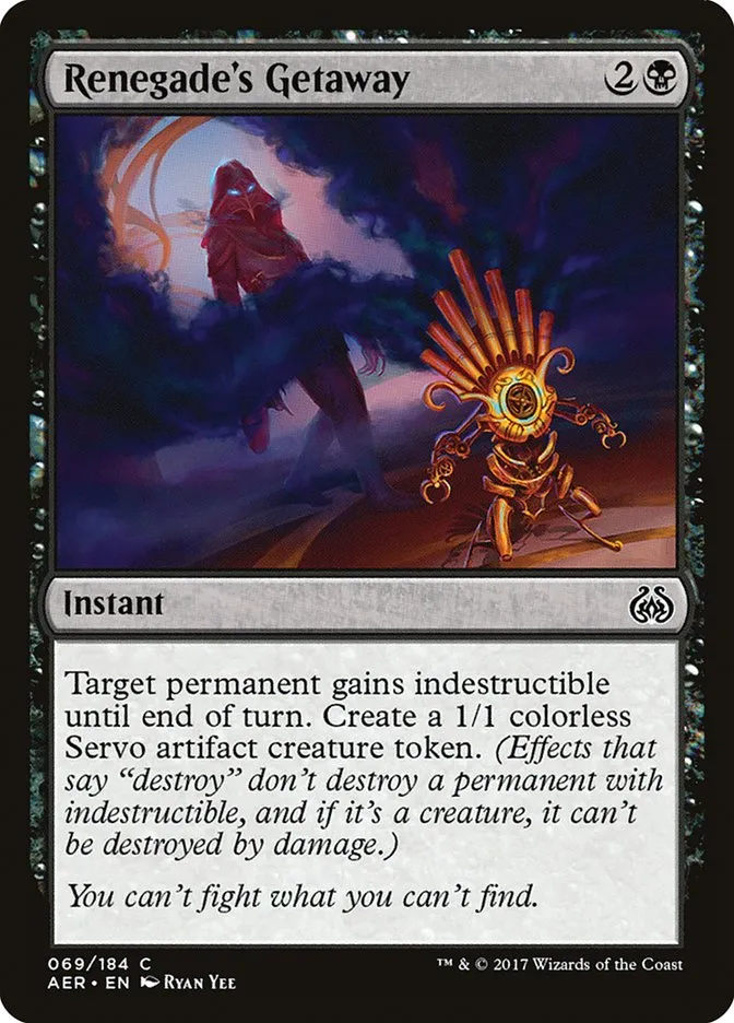 2017 Aether Revolt Renegade's Getaway common #69 common card image