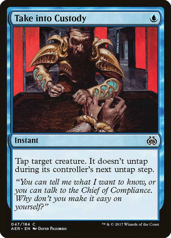 2017 Aether Revolt Take into Custody common #47 common card image