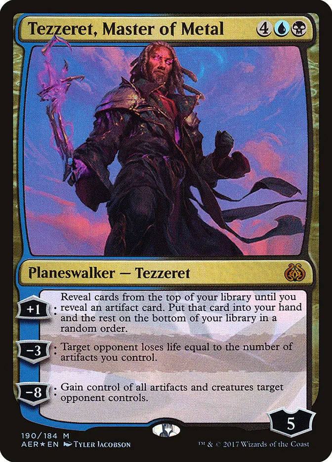 2017 Aether Revolt Tezzeret, Master of Metal mythic #190 mythic card image