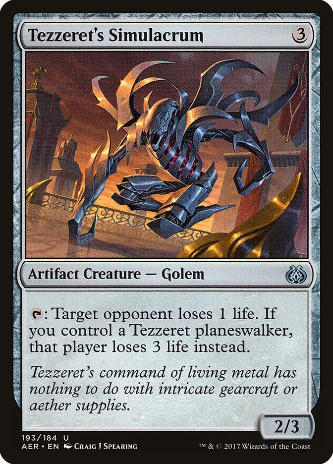 2017 Aether Revolt Tezzeret's Simulacrum uncommon #193 uncommon card image