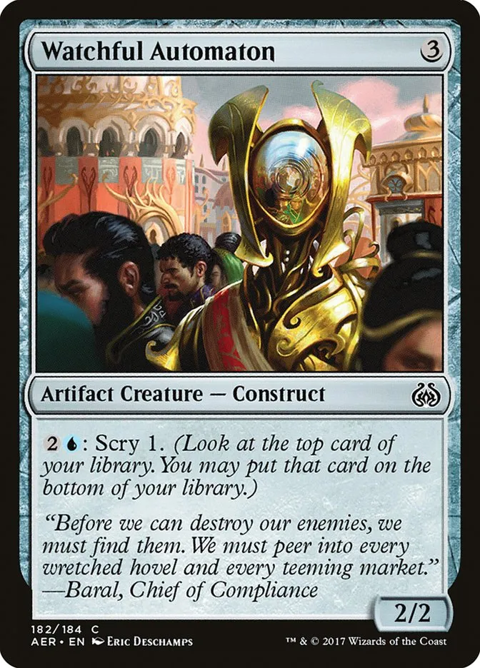 2017 Aether Revolt Watchful Automaton common #182 common card image
