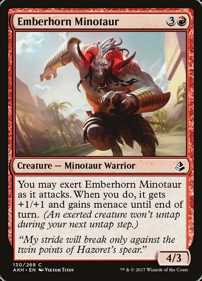 2017 Amonkhet Emberhorn Minotaur common #130 common card image