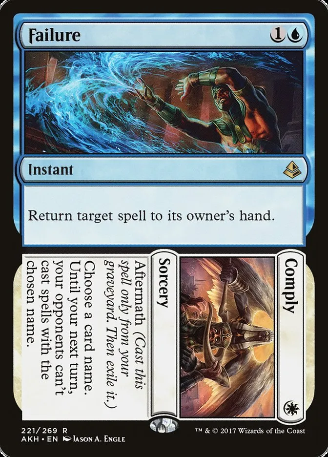 2017 Amonkhet Failure // Comply rare #221 rare card image