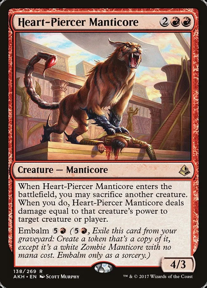 2017 Amonkhet Heart-Piercer Manticore rare #138 rare card image