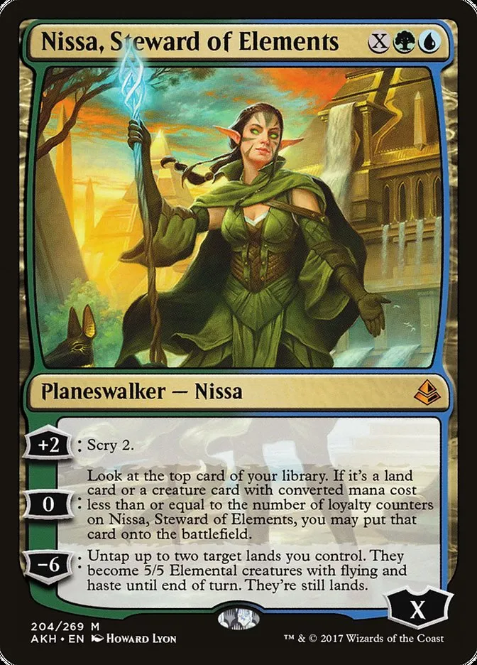 2017 Amonkhet Nissa, Steward of Elements [Foil] mythic #204 mythic card image