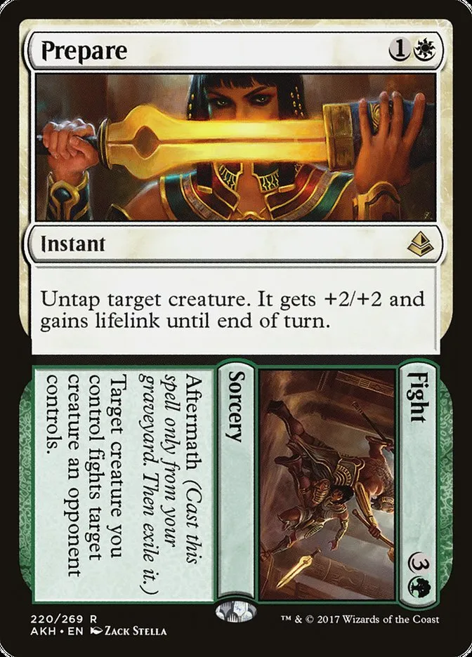 2017 Amonkhet Prepare // Fight rare #220 rare card image
