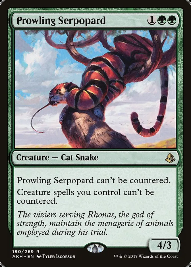 2017 Amonkhet Prowling Serpopard rare #180 rare card image