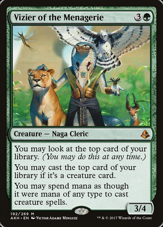 2017 Amonkhet Vizier of the Menagerie mythic #192 mythic card image