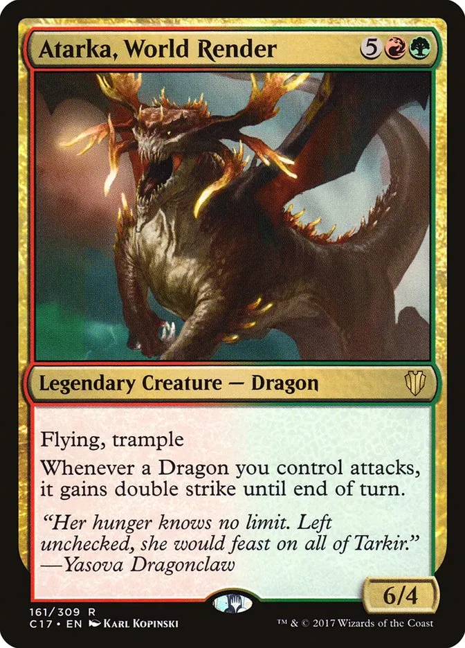 2017 Commander 2017 Atarka, World Render rare #161 rare card image