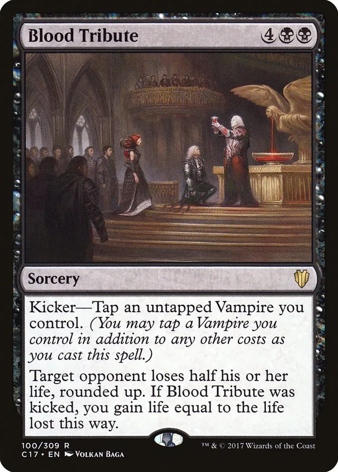 2017 Commander 2017 Blood Tribute rare #100 rare card image