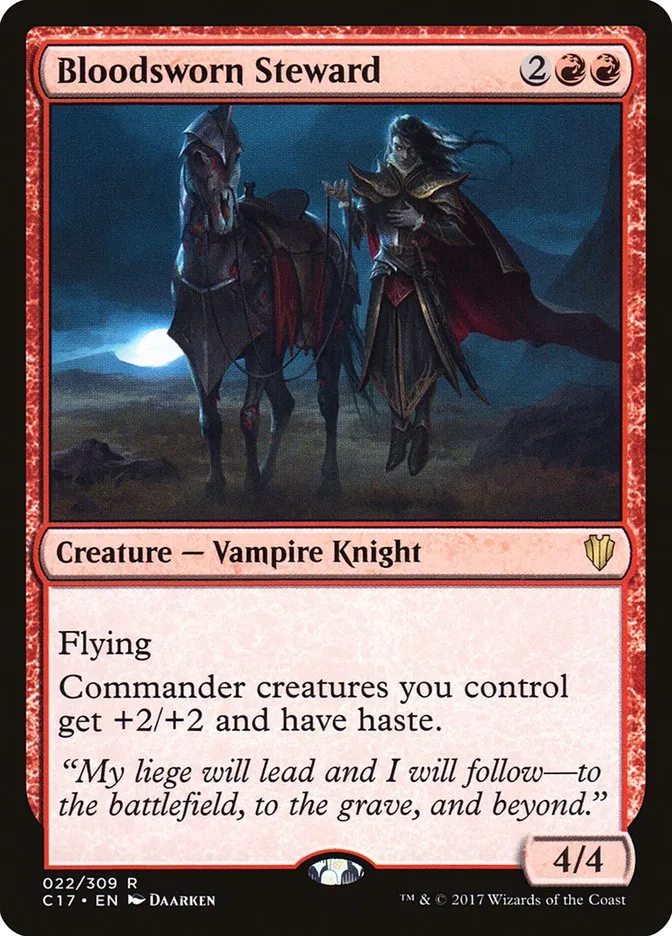2017 Commander 2017 Bloodsworn Steward #22 rare card image