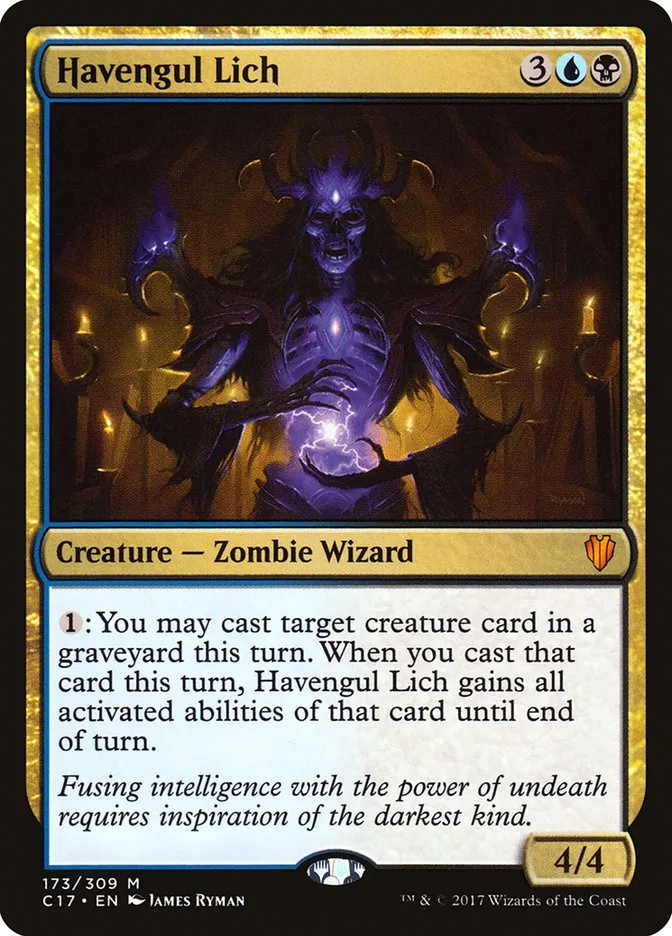 2017 Commander 2017 Havengul Lich mythic #173 mythic card image