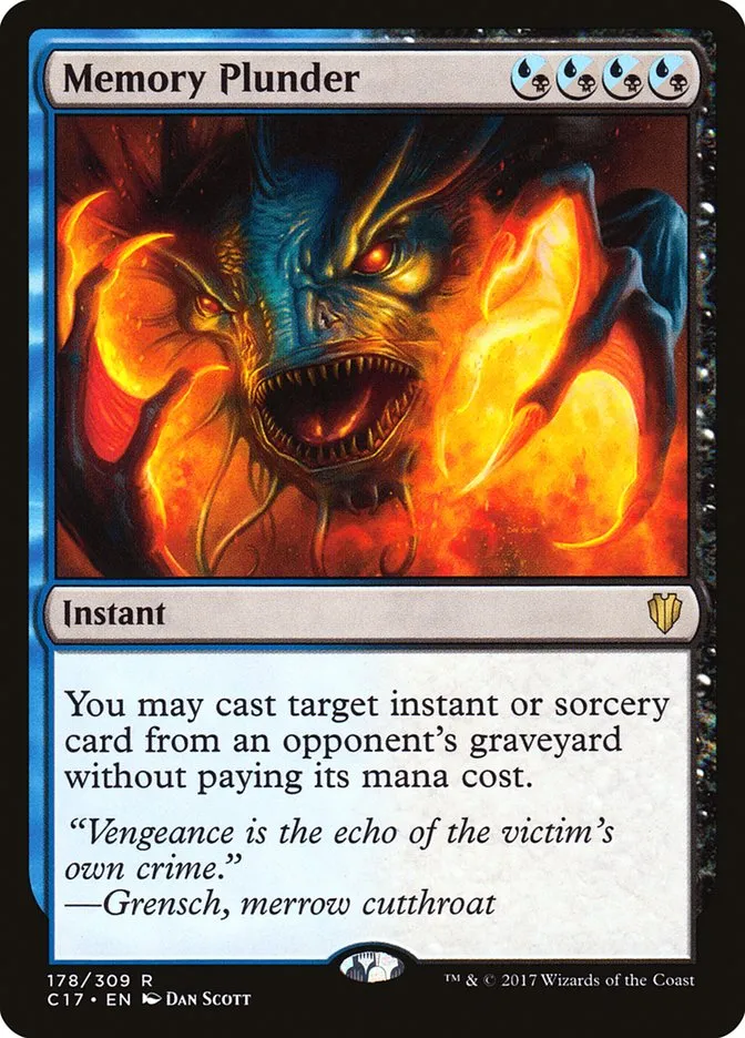 2017 Commander 2017 Memory Plunder rare #178 rare card image