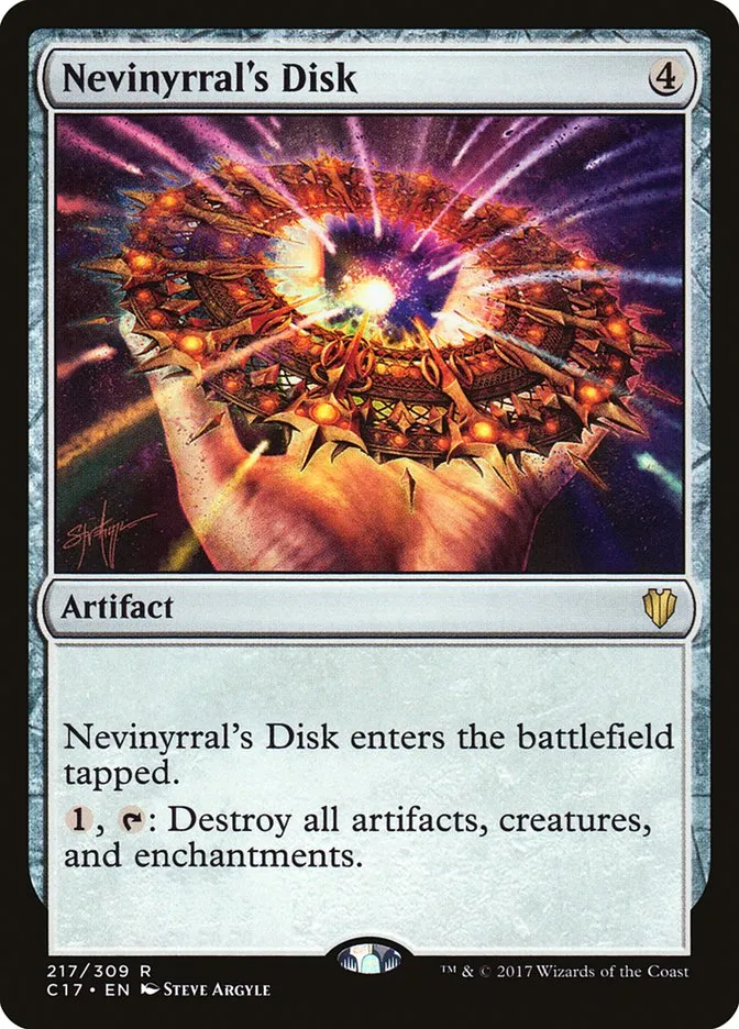 2017 Commander 2017 Nevinyrral's Disk rare #217 rare card image