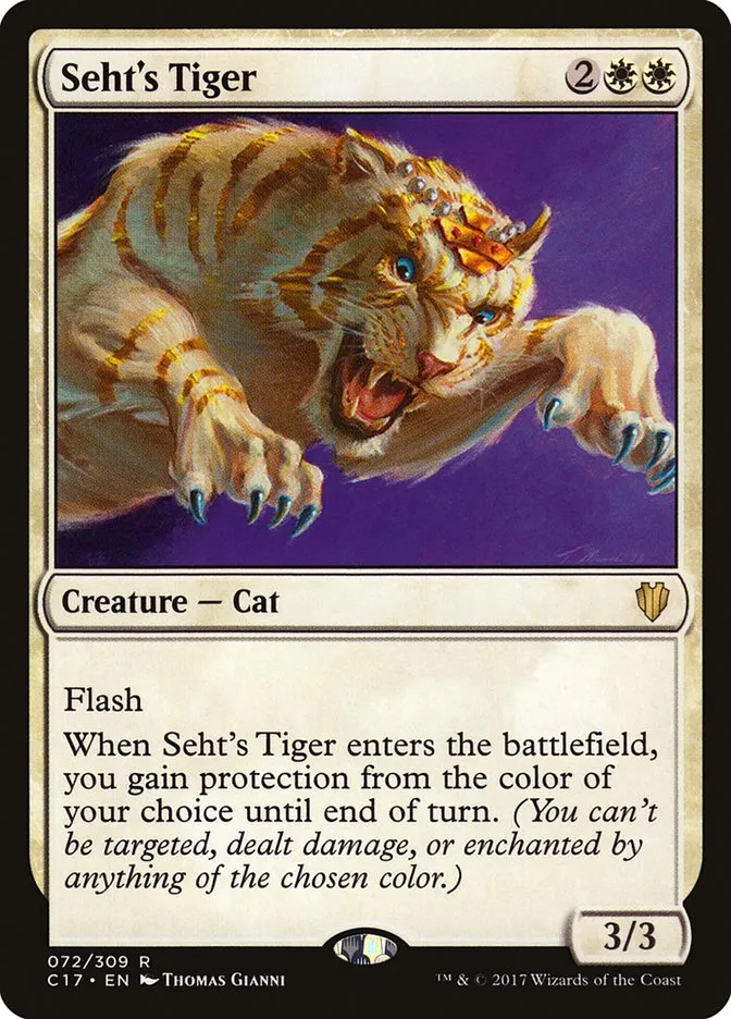 2017 Commander 2017 Seht's Tiger rare #72 rare card image