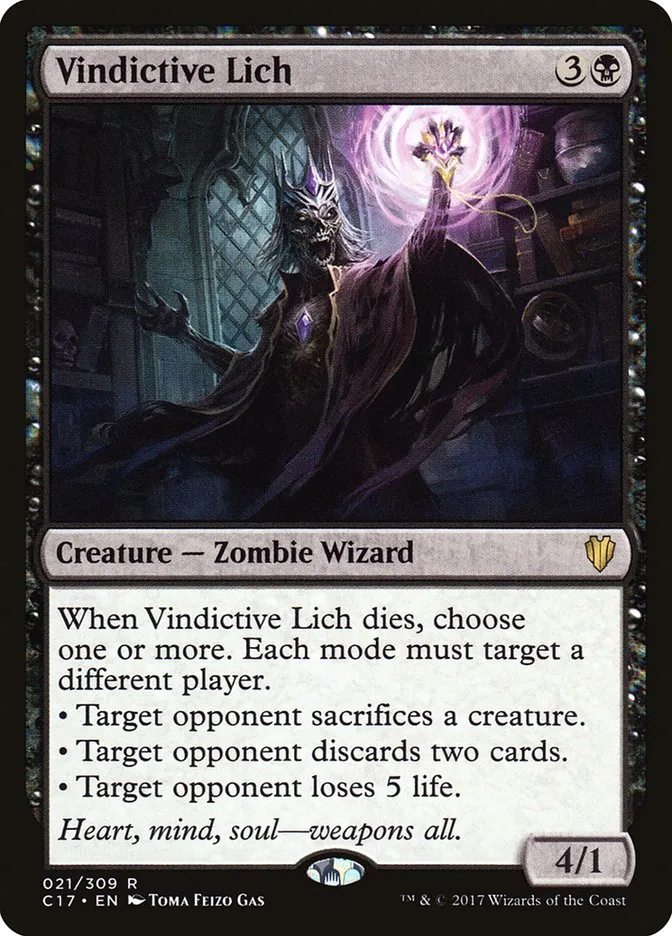 2017 Commander 2017 Vindictive Lich rare #21 rare card image