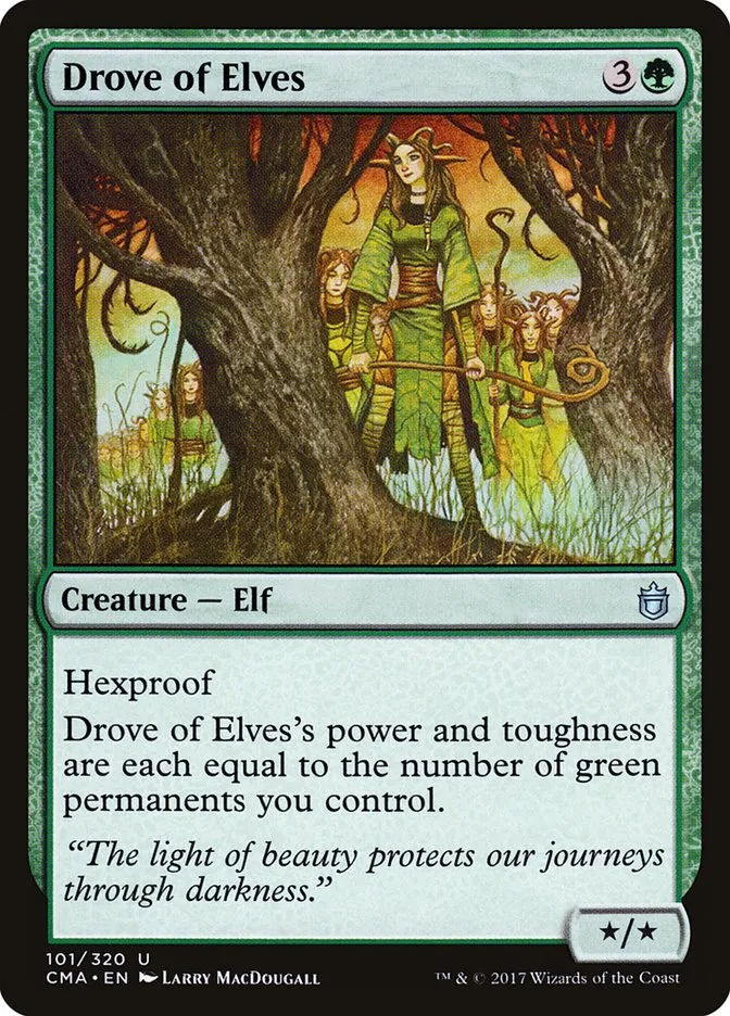 2017 Commander Anthology Drove of Elves uncommon #101 uncommon card image