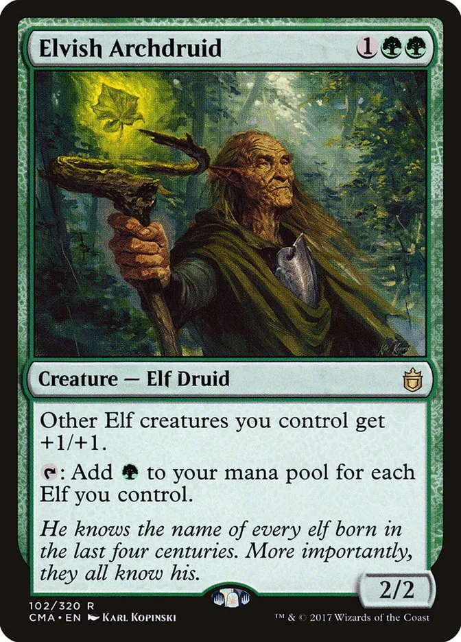 2017 Commander Anthology Elvish Archdruid rare #102 rare card image