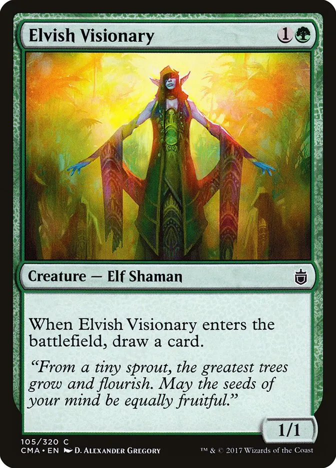 2017 Commander Anthology Elvish Visionary common #105 common card image