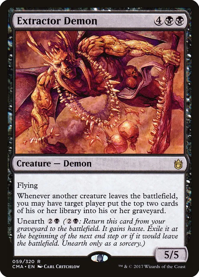 2017 Commander Anthology Extractor Demon rare #59 rare card image