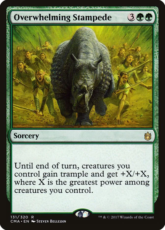 2017 Commander Anthology Overwhelming Stampede rare #131 rare card image