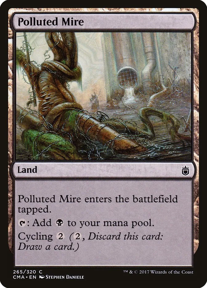 2017 Commander Anthology Polluted Mire common #265 common card image