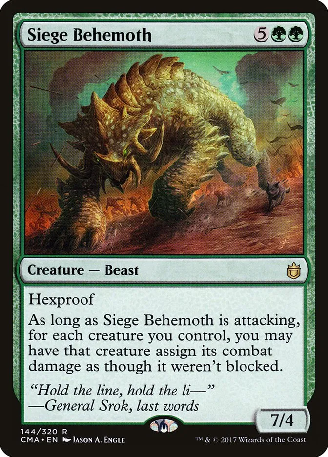 2017 Commander Anthology Siege Behemoth rare #144 rare card image