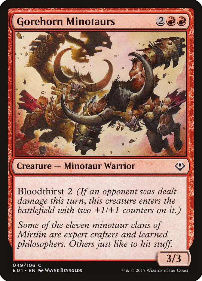 2017 Archenemy: Nicol Bolas Gorehorn Minotaurs common #49 common card image