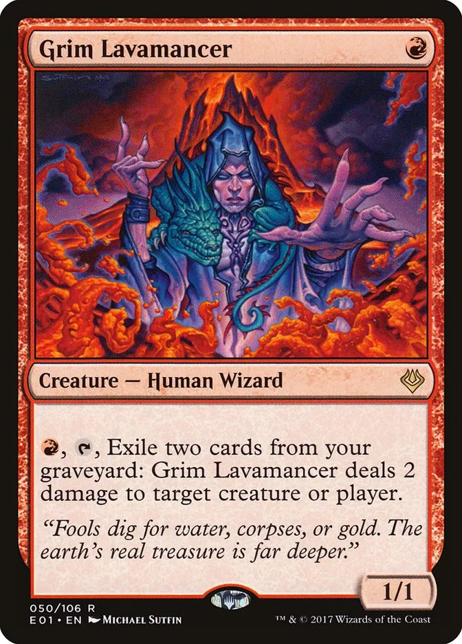 2017 Archenemy: Nicol Bolas Grim Lavamancer rare #50 rare card image