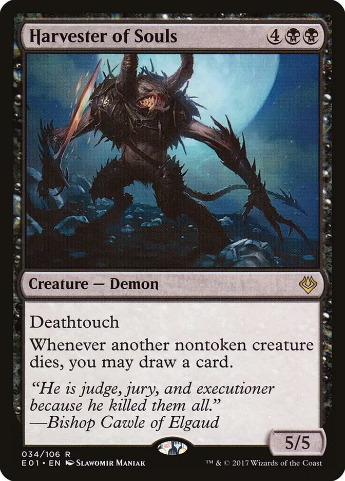 2017 Archenemy: Nicol Bolas Harvester of Souls rare #34 rare card image